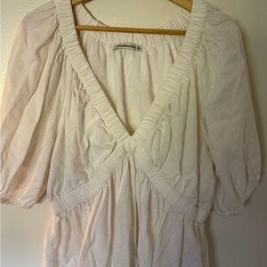 Abercrombie & Fitch Cream Blouse with V-Neck